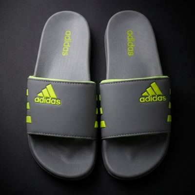 Grey & Neon Green Comfort Slides – Lightweight Sporty Slippers for Men