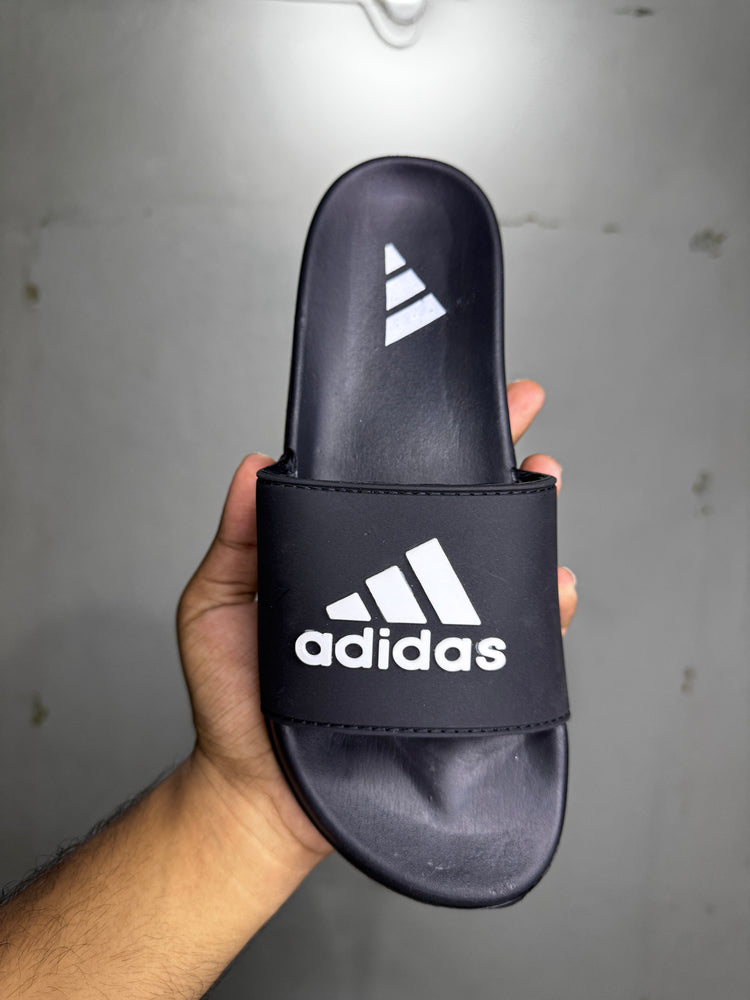 Bold Stripe Comfort Slides – Black