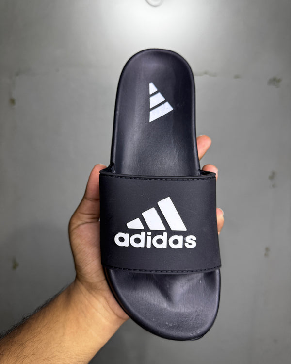 Bold Stripe Comfort Slides – Black