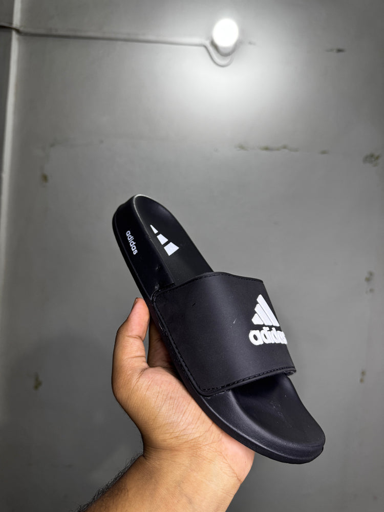 Bold Stripe Comfort Slides – Black