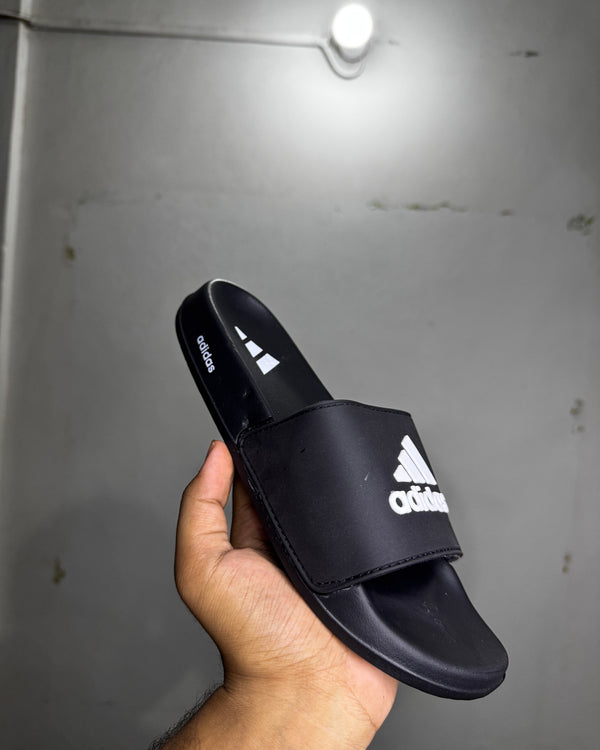 Bold Stripe Comfort Slides – Black