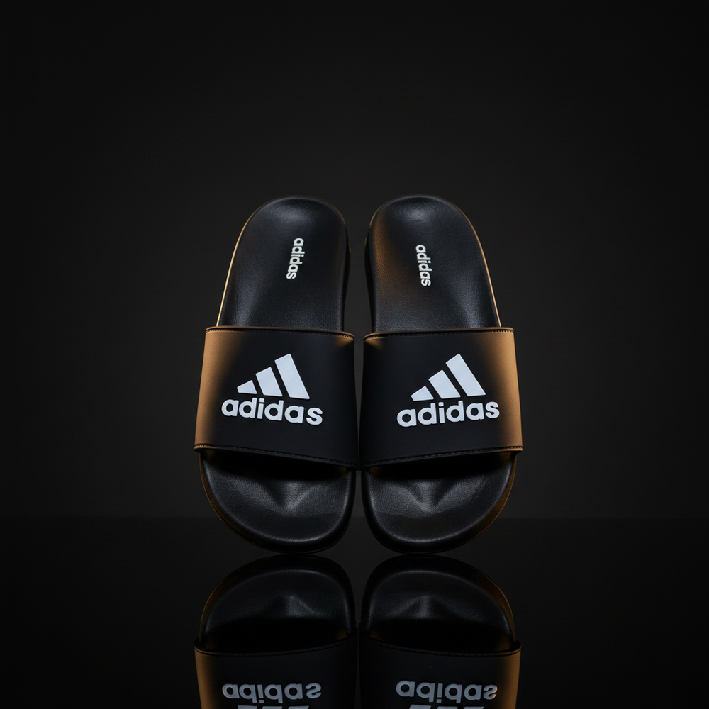 Bold Stripe Comfort Slides – Pair Shot Dark