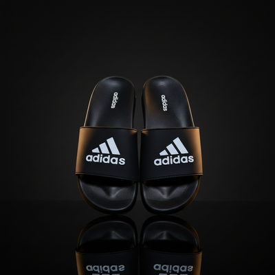 Bold Stripe Comfort Slides – Black