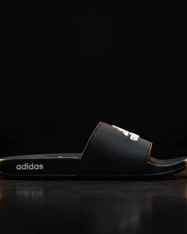 Bold Stripe Comfort Slides – Side Profile Dark