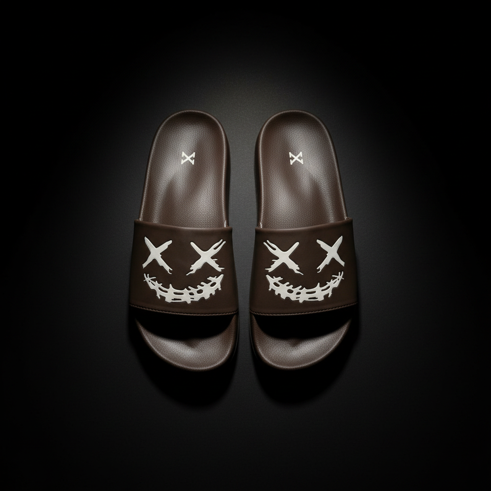 Dark Smile Graphic Street Slides – Top View