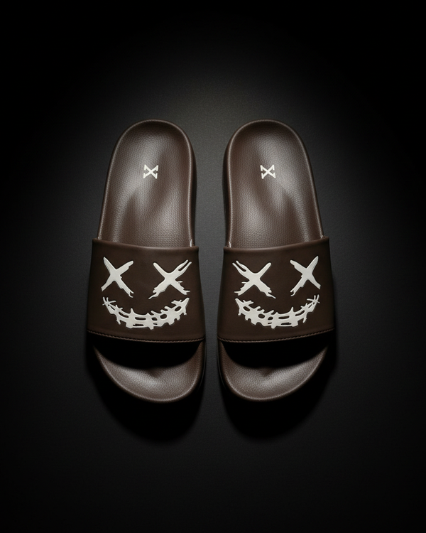 Dark Smile Graphic Street Slides – Top View